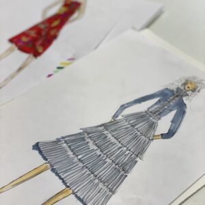 imagen de unos dibujos hechos en el curso de ilustración de moda